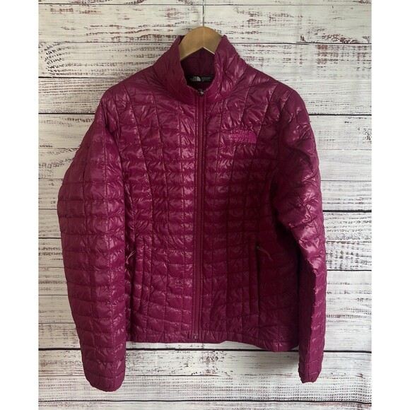 The North Face Women's Pink Thermoball Insulated L Puffer Jacket Lightweight - Picture 1 of 9